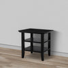 Wooden Square End Table with 2 Bottom Shelves Black By The Urban Port UPT-266384