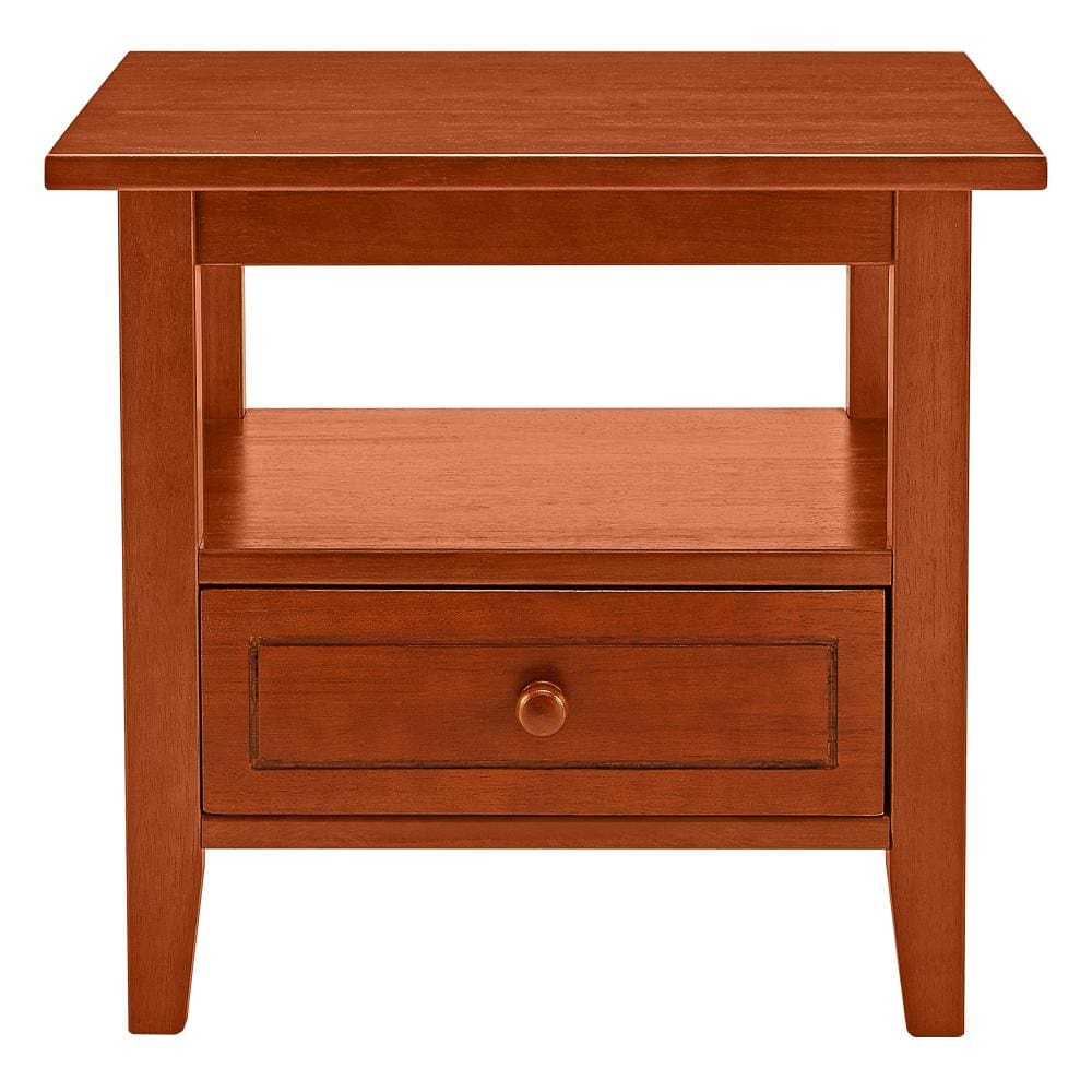 Wooden Rectangular End Table with 1 Drawer Honey Brown By The Urban Port UPT-266385