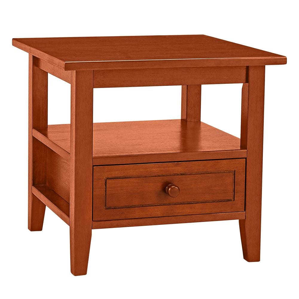 Wooden Rectangular End Table with 1 Drawer Honey Brown By The Urban Port UPT-266385