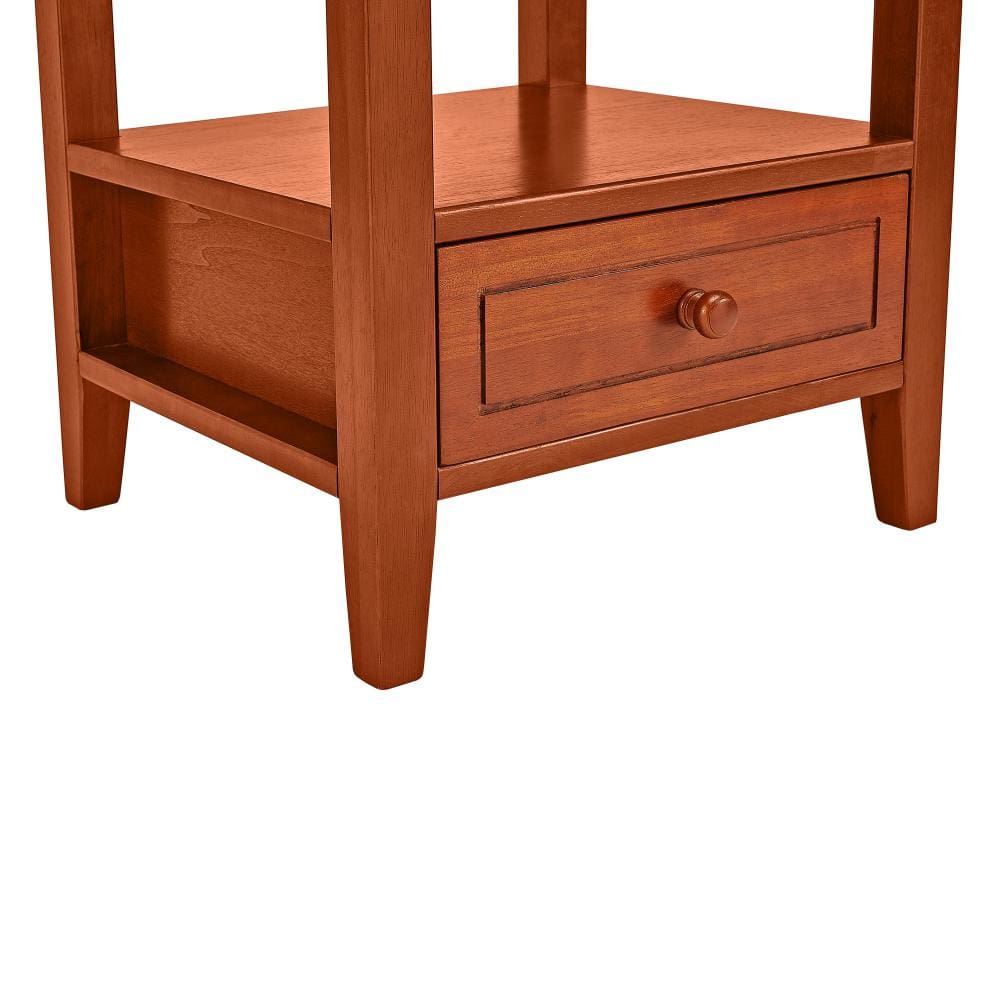 Wooden Rectangular End Table with 1 Drawer Honey Brown By The Urban Port UPT-266385