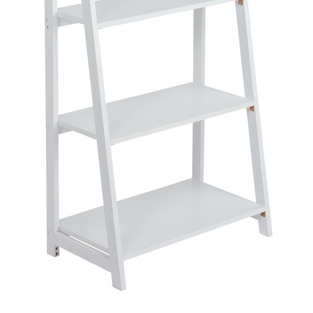 70 Inch Solid Wood Ladder Bookshelf 5 Tier Storage A Shape Frame White By The Urban Port UPT-266386