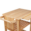 34 Inch Rubberwood Kitchen Cart 2 Open Shelves Knife Holder Cutting Board Oak Brown By The Urban Port UPT-266388