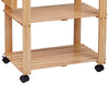 34 Inch Rubberwood Kitchen Cart 2 Open Shelves Knife Holder Cutting Board Oak Brown By The Urban Port UPT-266388