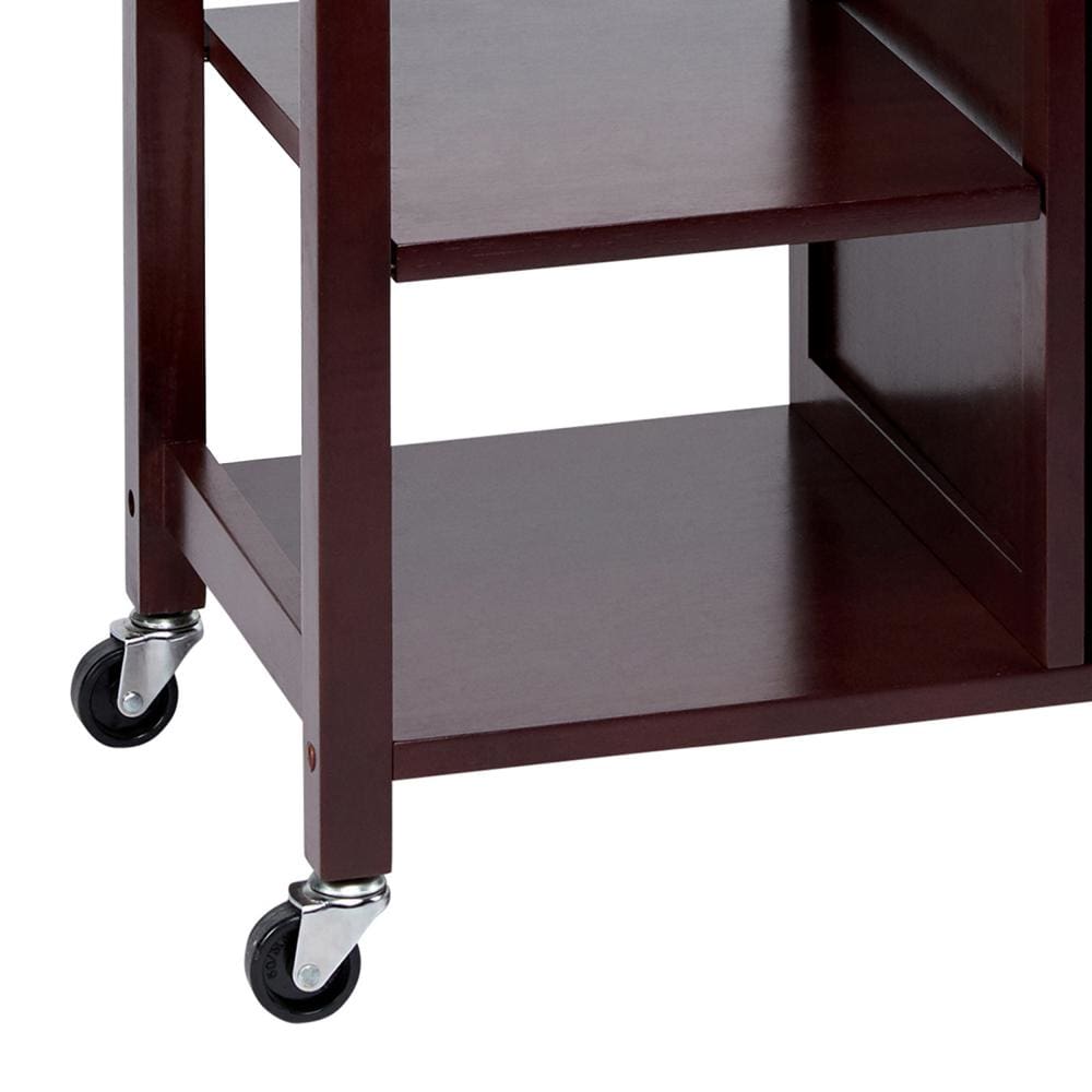 Wooden Rectangular Kitchen Cart with 1 Door and Open Compartments Espresso Brown By The Urban Port UPT-266390