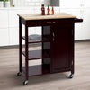 Wooden Rectangular Kitchen Cart with 1 Door and Open Compartments Espresso Brown By The Urban Port UPT-266390