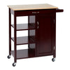 Wooden Rectangular Kitchen Cart with 1 Door and Open Compartments Espresso Brown By The Urban Port UPT-266390