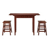 3 Piece Breakfast Table Set with Double Drop Leaf and Wooden Seating Walnut Brown By The Urban Port UPT-266391