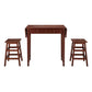 3 Piece Breakfast Table Set with Double Drop Leaf and Wooden Seating Walnut Brown By The Urban Port UPT-266391