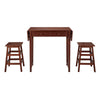 3 Piece Breakfast Table Set with Double Drop Leaf and Wooden Seating Walnut Brown By The Urban Port UPT-266391