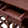 3 Piece Breakfast Table Set with Double Drop Leaf and Wooden Seating Walnut Brown By The Urban Port UPT-266391