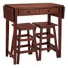 3 Piece Breakfast Table Set with Double Drop Leaf and Wooden Seating Walnut Brown By The Urban Port UPT-266391