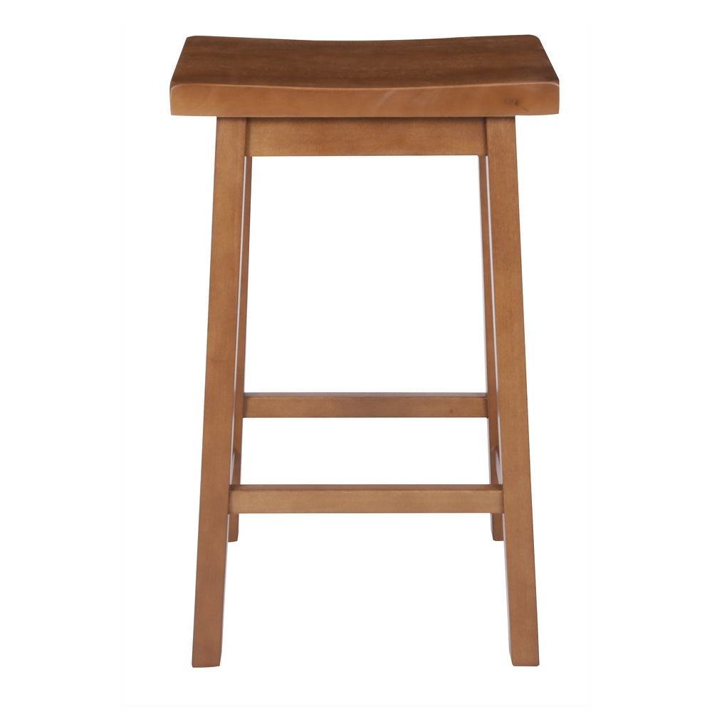 Wooden Counter Height Stool with Saddle Seat Walnut Brown By The Urban Port UPT-266392