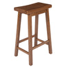 Wooden Counter Height Stool with Saddle Seat Walnut Brown By The Urban Port UPT-266392