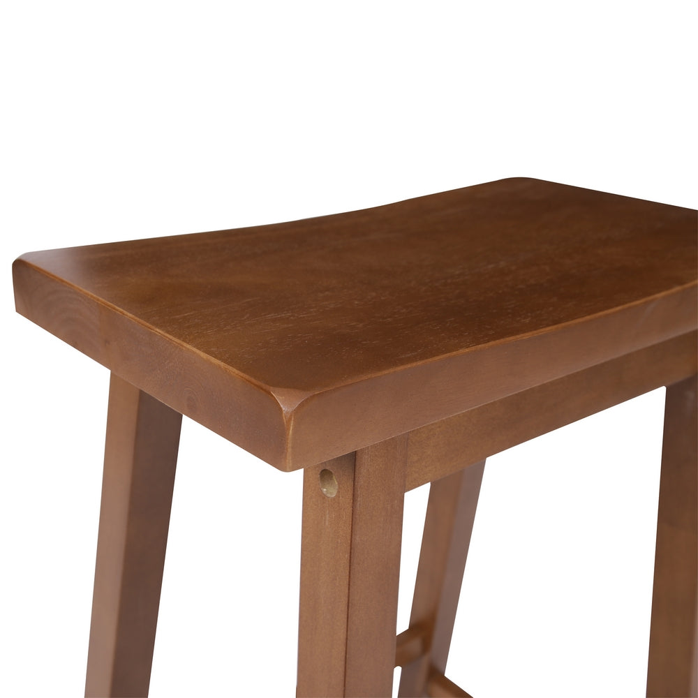 Wooden Counter Height Stool with Saddle Seat Walnut Brown By The Urban Port UPT-266392