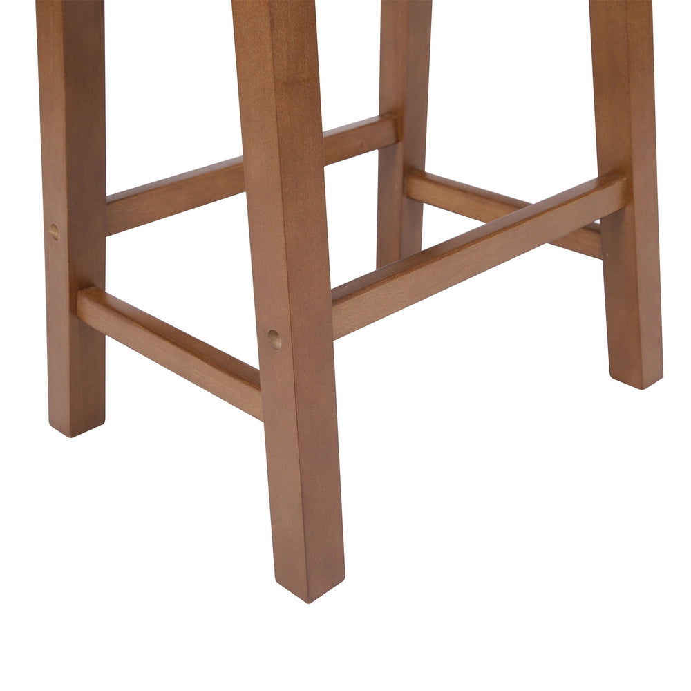 Wooden Counter Height Stool with Saddle Seat Walnut Brown By The Urban Port UPT-266392