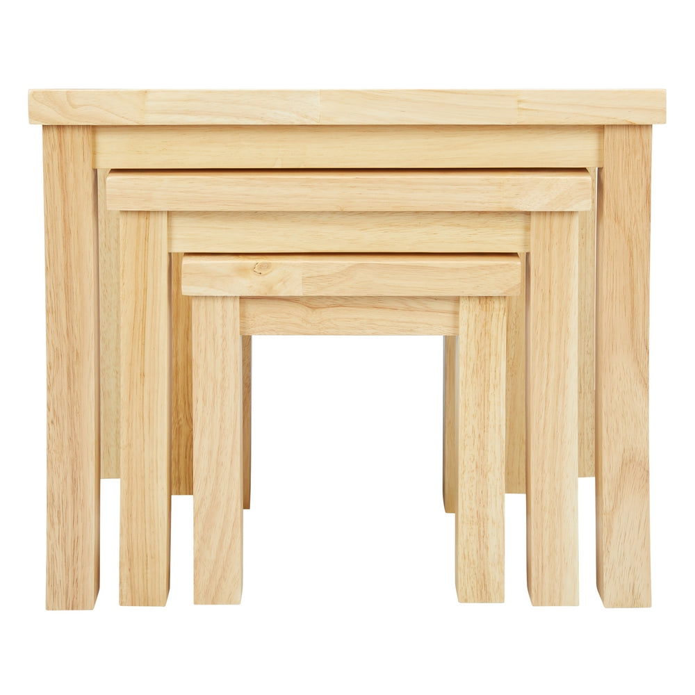 Rectangular Nesting Table with Wooden Frame Set of 3 Natural Brown By The Urban Port UPT-266394