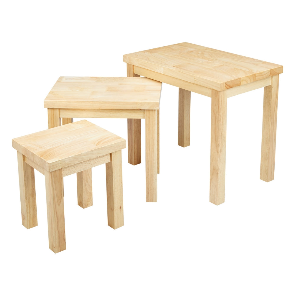 Rectangular Nesting Table with Wooden Frame Set of 3 Natural Brown By The Urban Port UPT-266394