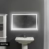 40 x 24 Inch Frameless LED Illuminated Bathroom Wall Mirror Touch Button Defogger Rectangular Silver By The Urban Port UPT-266396