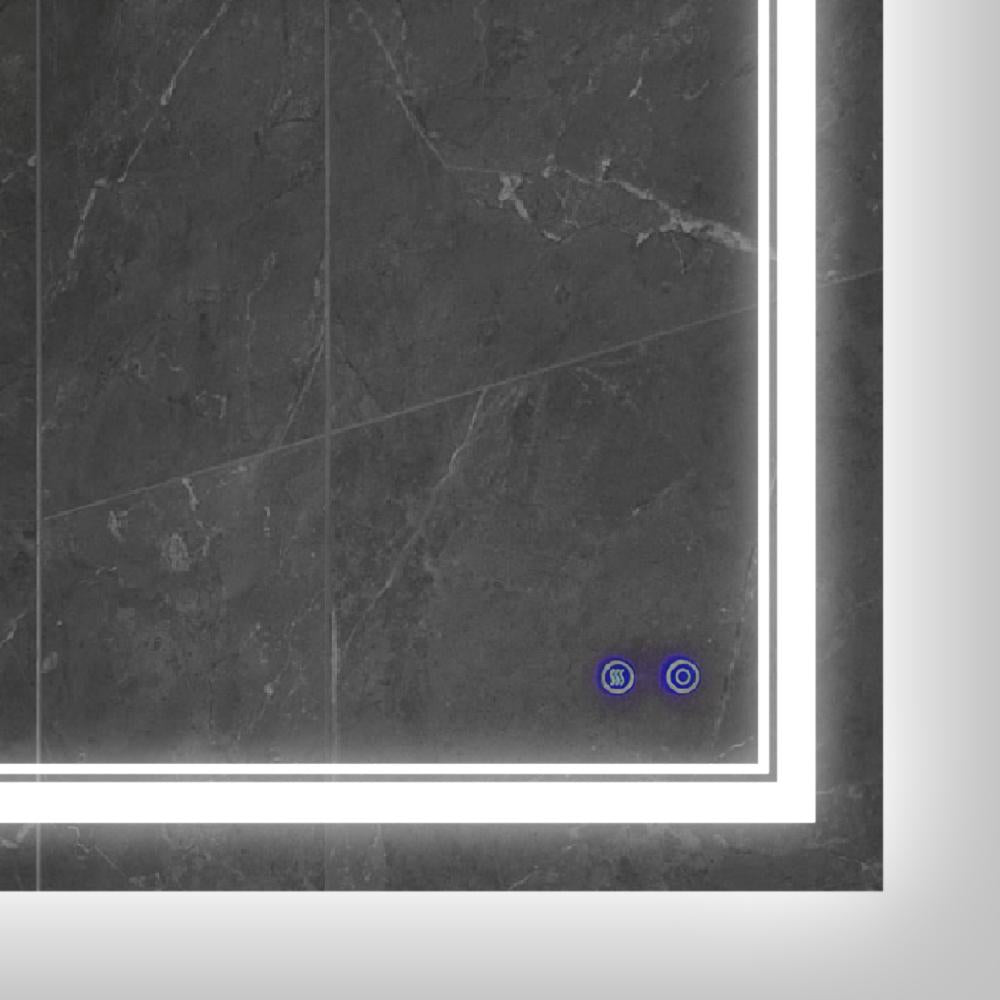 40 x 24 Inch Frameless LED Illuminated Bathroom Wall Mirror Touch Button Defogger Rectangular Silver By The Urban Port UPT-266396