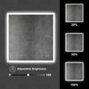 36 x 36 Inch Frameless LED Illuminated Bathroom Wall Mirror Touch Button Defogger Square Silver By The Urban Port UPT-266397