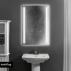 24 x 36 Inch Frameless LED Illuminated Bathroom Mirror Touch Button Defogger Metal Vertical Stripes Design Silver By The Urban Port 