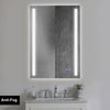 24 x 36 Inch Frameless LED Illuminated Bathroom Mirror Touch Button Defogger Metal Vertical Stripes Design Silver By The Urban Port 