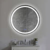 32 x 32 Inch Round Frameless LED Illuminated Bathroom Mirror Touch Button Defogger Metal Frosted Edges Silver By The Urban Port UPT-266401