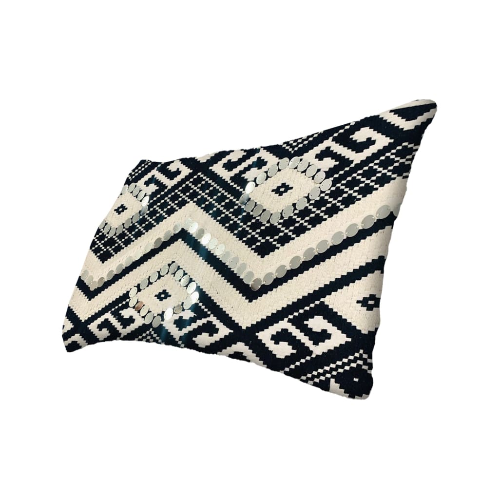 12 x 20 Rectangular Cotton Accent Lumbar Pillow Classic Aztec Pattern White Black By The Urban Port UPT-268956