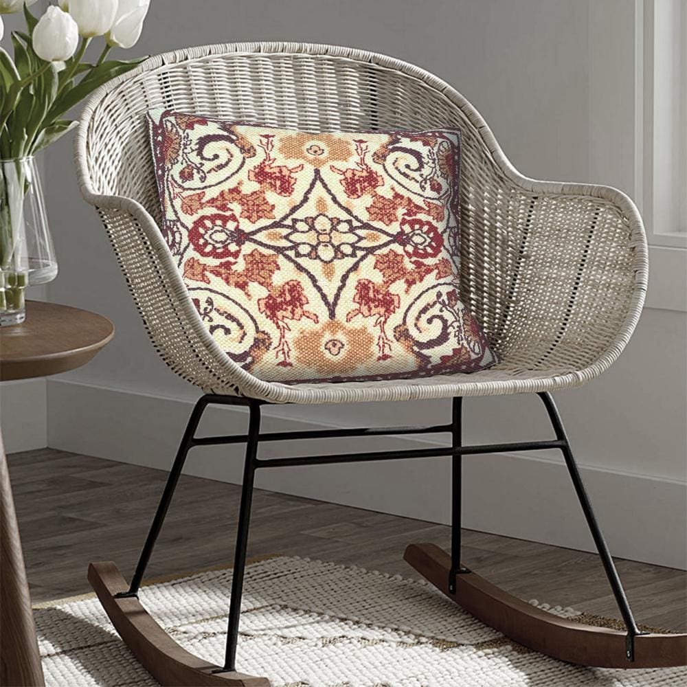 18 x 18 Square Cotton Accent Throw Pillow Scrolled Floral Pattern Multicolor By The Urban Port UPT-268959