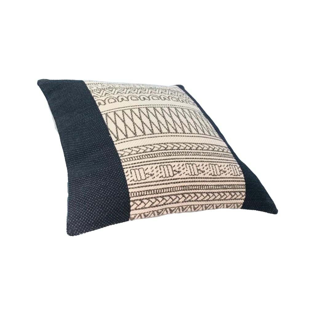 18 x 18 Square Cotton Accent Throw Pillow Aztec Inspired Linework Pattern Off White Gray By The Urban Port UPT-268961