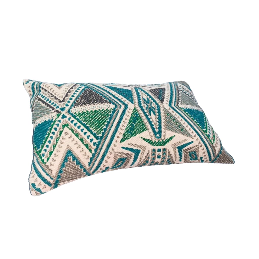 12 x 20 Modern Accent Pillow Knife Edge Soft Cotton Cover Geometric Teal Blue Beige Gray By The Urban Port UPT-268966