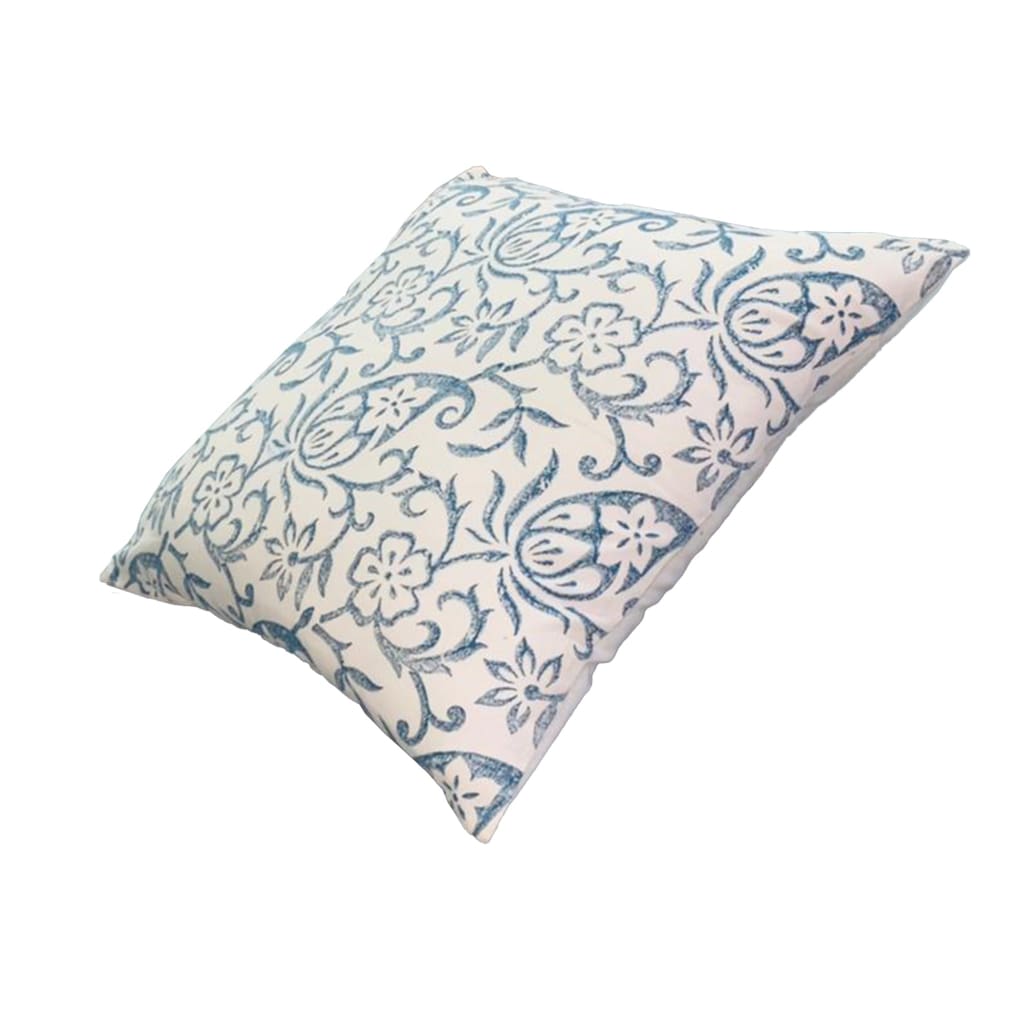 18 x 18 Square Accent Pillow Paisley Floral Pattern Soft Cotton Cover Soft Polyester Filling Blue White By The Urban Port UPT-268969