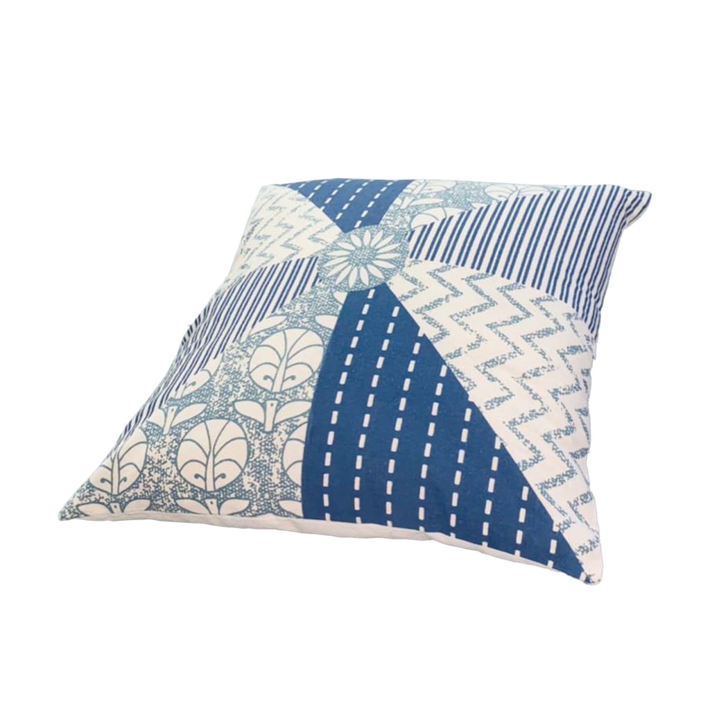 18 x 18 Square Accent Pillow Geometric Pattern Soft Cotton Cover Polyester Filler Blue White By The Urban Port UPT-268970