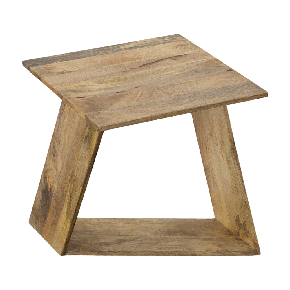 End Table with Square Top and Illusion Wooden Frame Oak Brown By The Urban Port UPT-268972