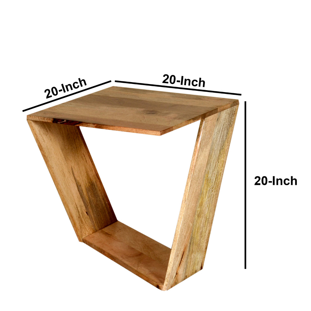 End Table with Square Top and Illusion Wooden Frame Oak Brown By The Urban Port UPT-268972