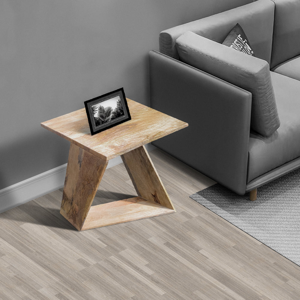 End Table with Square Top and Illusion Wooden Frame Oak Brown By The Urban Port UPT-268972