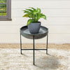 26 Inch Wide Round Tray Planter Galvanized Iron Frame X Shape Base Gray Black By The Urban Port UPT-270549