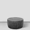 33 Inch Wooden Round Drum Coffee Table with Geometric Carved Pattern Gray By The Urban Port UPT-270557