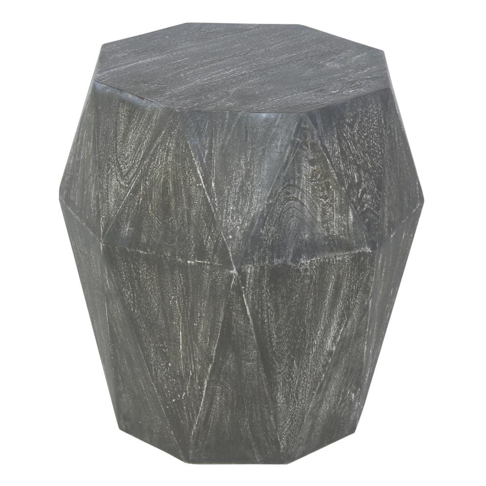 Ashton Faceted End Table with Diamond Pattern and Wooden Frame Gray By The Urban Port UPT-270561