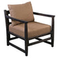 Malibu 27 Inch Handcrafted Mango Wood Accent Chair Fabric Pillow Back Open Frame Brown By The Urban Port UPT-270564