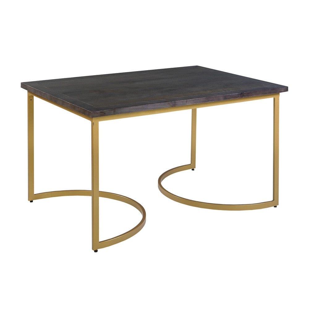 38 inch Rectangle Metal Nesting Coffee Table - 3 pcs set Black and Gold By The Urban Port UPT-271297