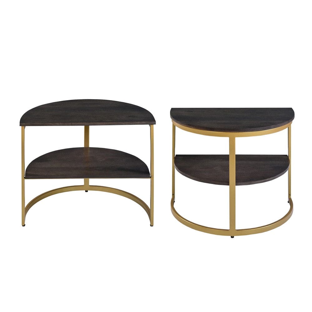 38 inch Rectangle Metal Nesting Coffee Table - 3 pcs set Black and Gold By The Urban Port UPT-271297