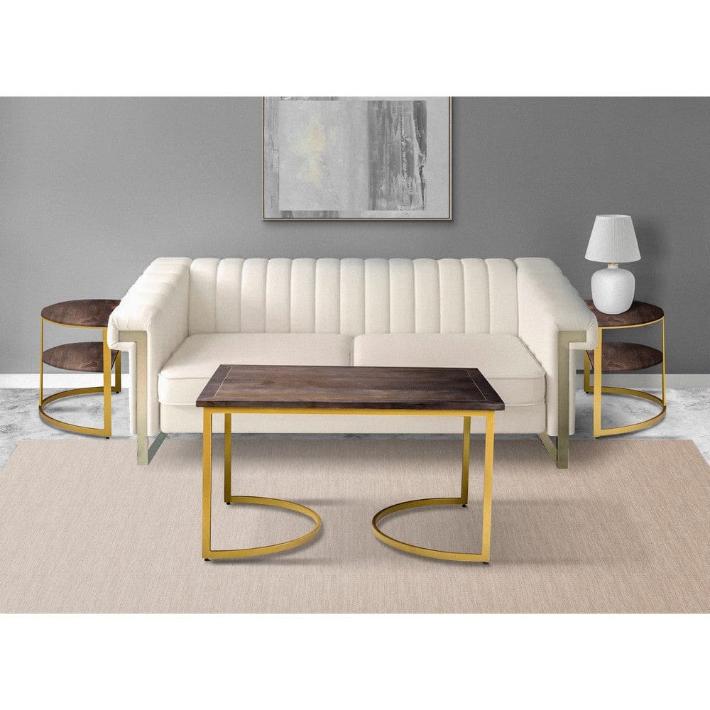 38 inch Rectangle Metal Nesting Coffee Table - 3 pcs set Black and Gold By The Urban Port UPT-271297