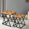 Madeline 25 23 Inch Square 2 Piece Nesting End Table Set Wood Top Iron Frame Brown and Black By The Urban Port UPT-271298