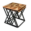 Madeline 25 23 Inch Square 2 Piece Nesting End Table Set Wood Top Iron Frame Brown and Black By The Urban Port UPT-271298