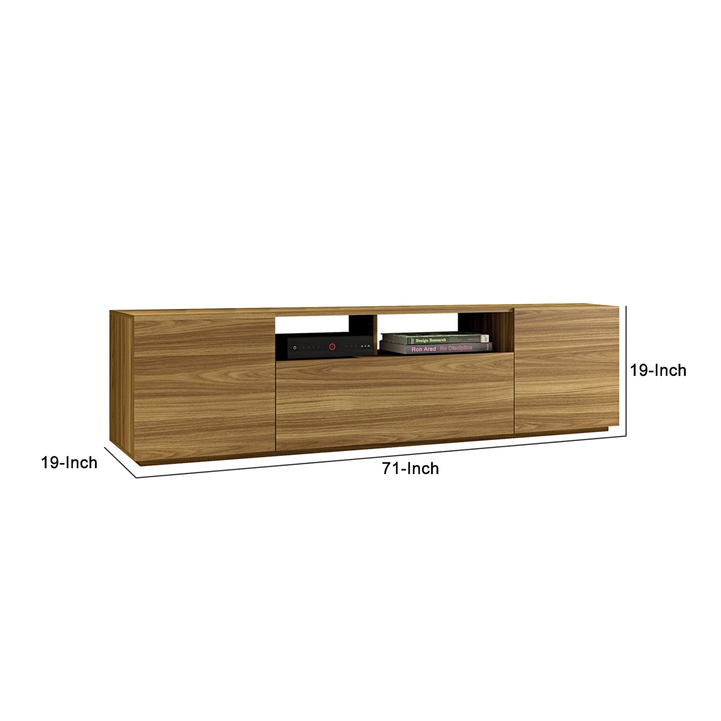 70.86 Inch Wooden TV Stand with 2 Doors and 1 Drawer Natural Brown By The Urban Port UPT-271303