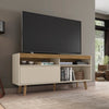 54 Inch Wooden TV Stand with 1 Door and 2 Compartments Brown and Off White By The Urban Port UPT-271304