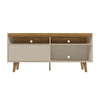 54 Inch Wooden TV Stand with 1 Door and 2 Compartments Brown and Off White By The Urban Port UPT-271304