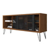 Arthur 54 Inch Wooden TV Stand with 1 Sliding Door Walnut Brown and Black By The Urban Port UPT-271305