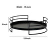 15 Inch Industrial Round Server Tray with Handle Black Iron Frame By The Urban Port UPT-271318